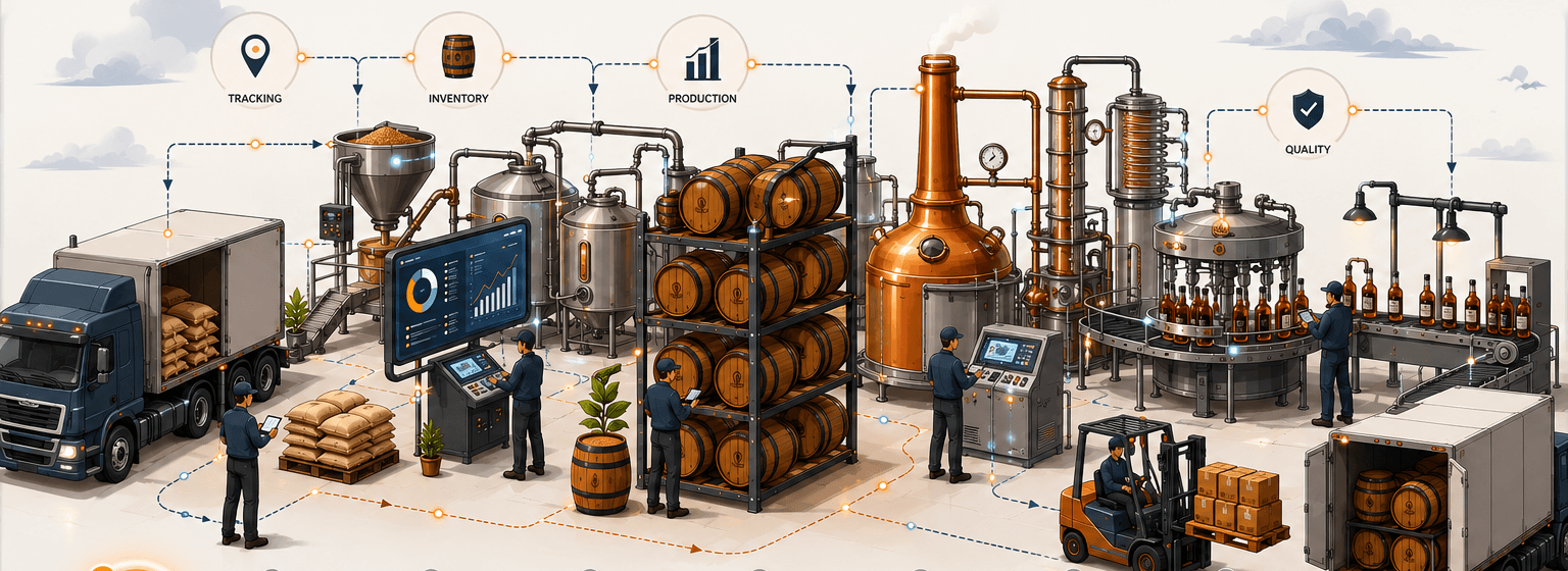 Distillery workflow — Receiving stage.
